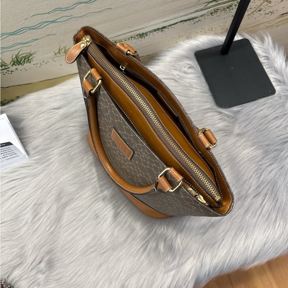 NINA RICCI Vintage Brown and Tan Monogram Tote - Picture 7 of 9